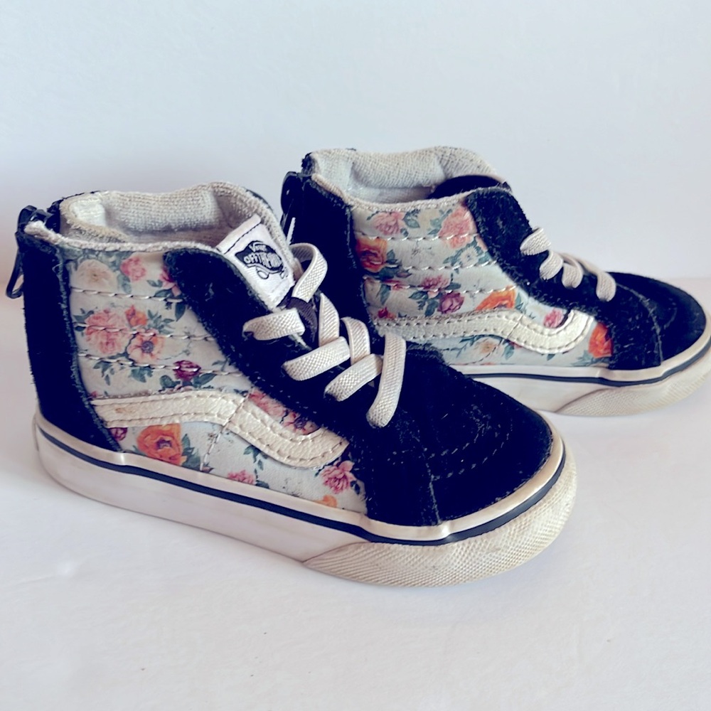 Vans off the wall high tops size 6 toddler floral
